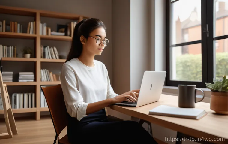 집중력 향상을 위한 목표 점검 리스트 - **A highly focused young adult, of neutral gender, in a minimalist and tidy home office setting. The...